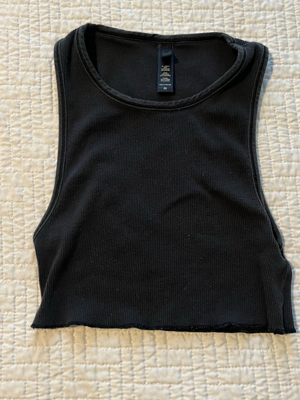 SKIMS Black Ribbed Cropped Tank Top